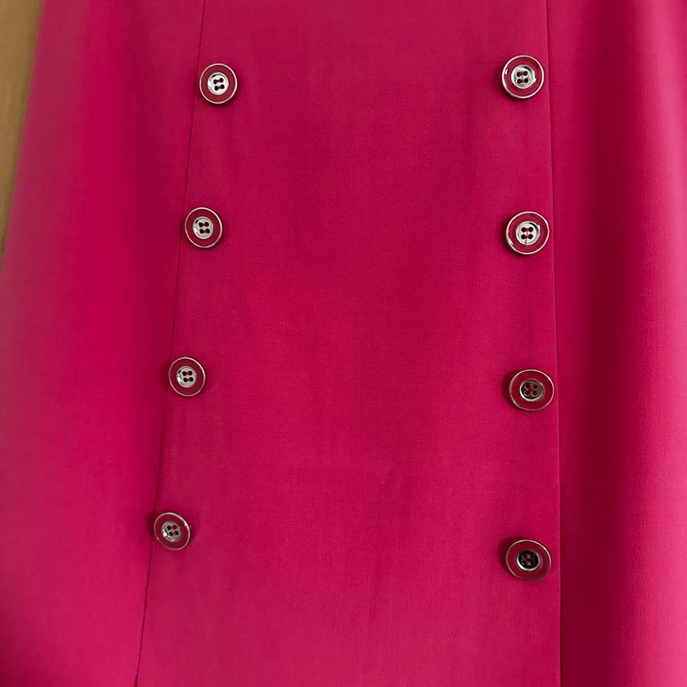 Button Front Pencil Skirt Essential Stretch Gleaming Pink With Buttons - Picture 2 of 3